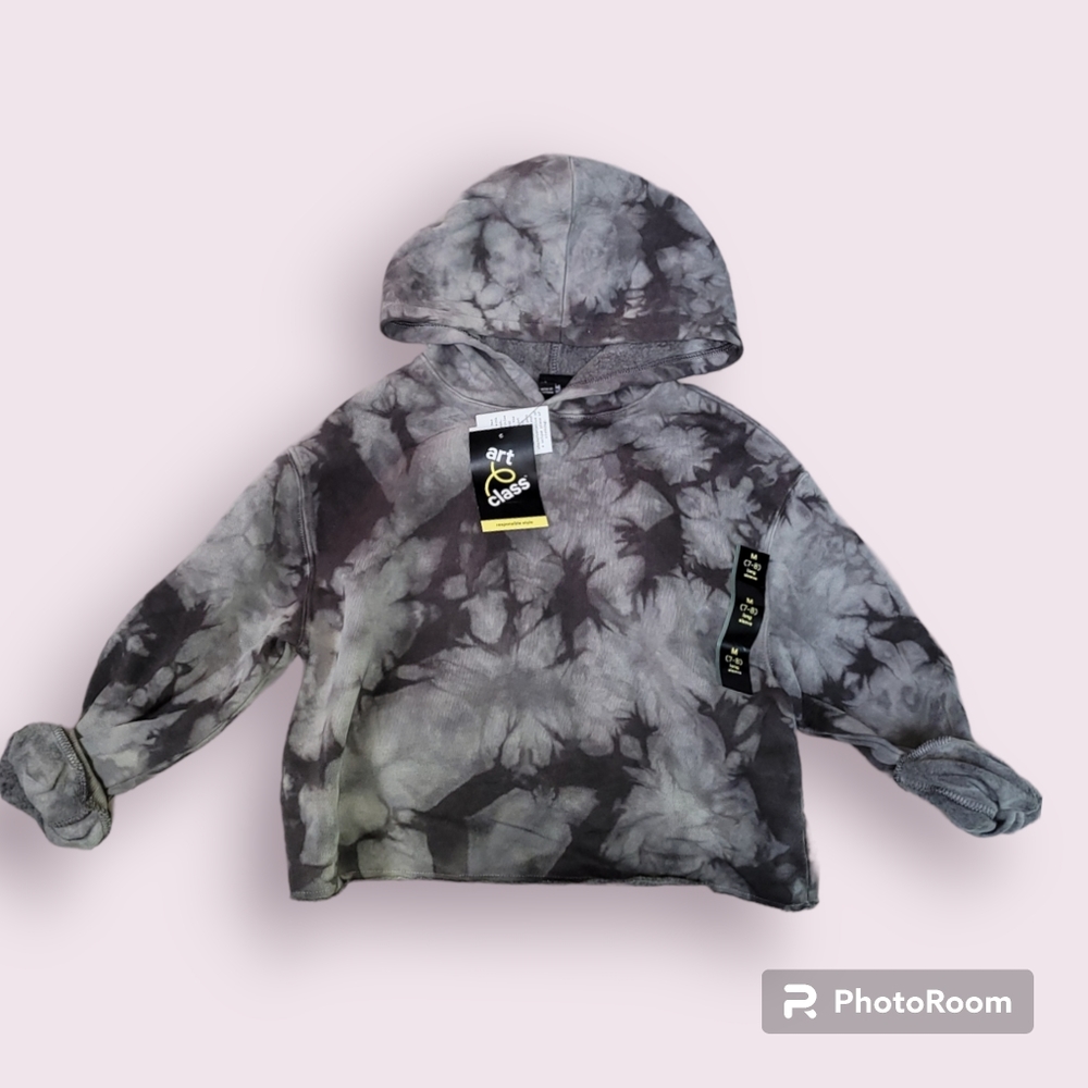 Art Class cropped hoodie Charcoal tie dye sweater sz 7/8 girls